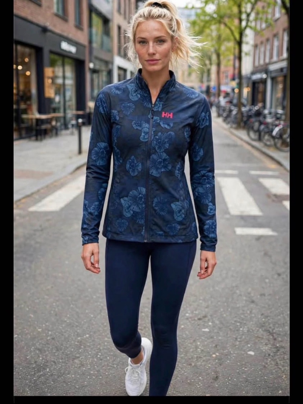 Helly Hansen Navy Floral-Print Utility Zip Jacket